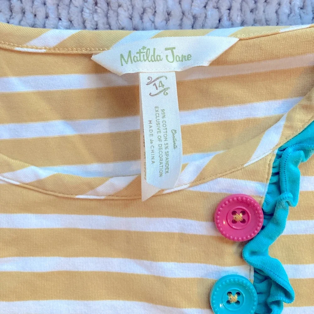 Matilda Jane Clock Print Swing Top‎ Striped Whimsical Girls Size 14